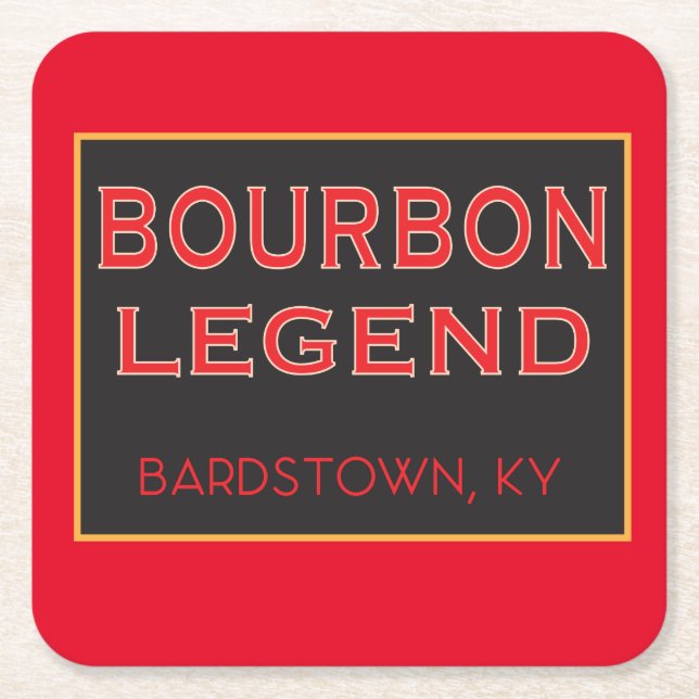 Coaster Set - Bourbon Legend on Red (Front)