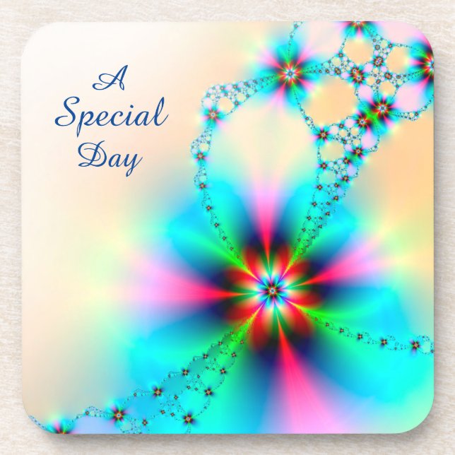 Coaster Set -Holiday With High Gloss Floral Design (Front)