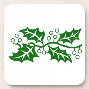Coaster Set - Holly Leaves and Berries