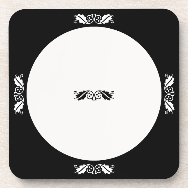 Coaster Set - Holly leaves in black and white (Front)