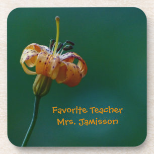 Coaster Set of 6, Yellow Lily, Favourite Teacher
