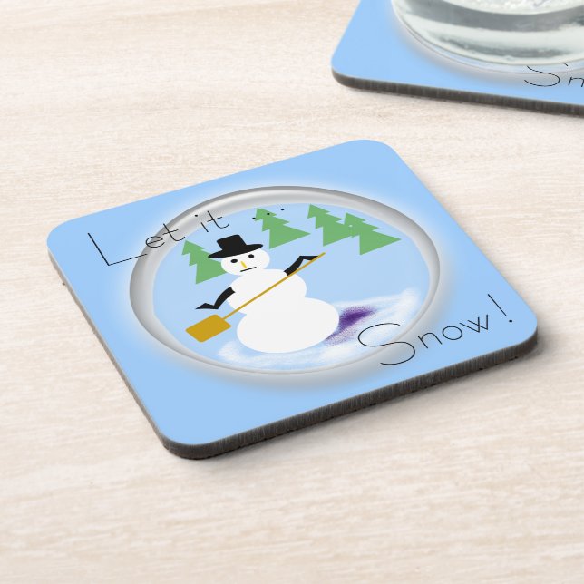 Coaster Set - Snowman Shoveling Snow (Left Side)