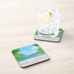 Coaster Set-Tropical Ocean Scene