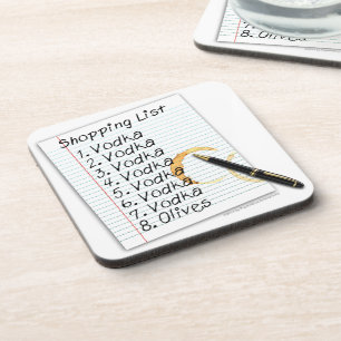 COASTER SET, VODKA SHOPPING LIST