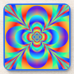 Coaster Set With Multi Colour Geometric Flower