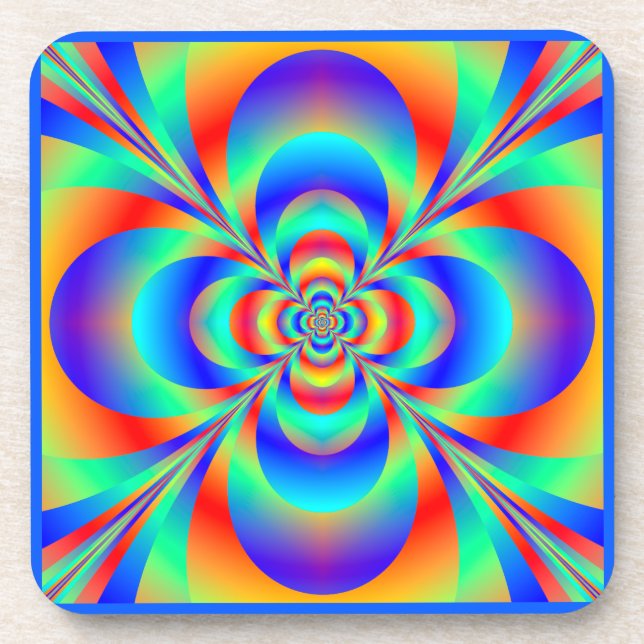 Coaster Set With Multi Colour Geometric Flower (Front)
