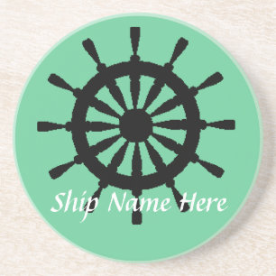 Coaster - Ship's helm with name