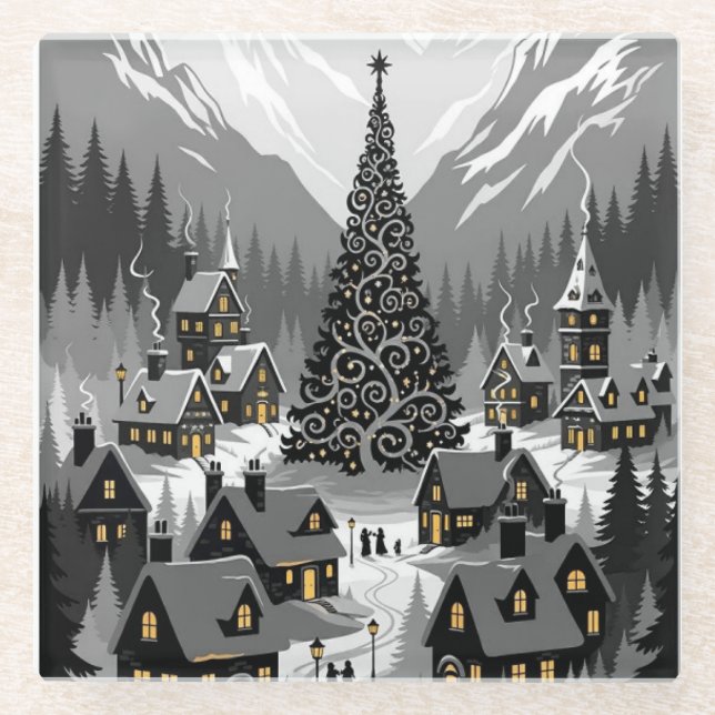 Coaster Silhouette  Snowy Scene (Front)