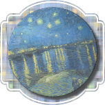 COASTER - "Starry Night Over the Rhone" - van Gogh<br><div class="desc">An image of "Starry Night Over the Rhone" (1888) by Vincent van Gogh is featured on this round Sandstone Coaster. ►The image cannot be removed or replaced. ►Customise/personalise by adding custom text in your choice of font (style, colour, size), or an additional image or a logo. Makes a colourful and...</div>