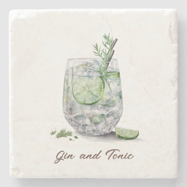 Coaster, Stone - Gin & Tonic  Coaster (Front)