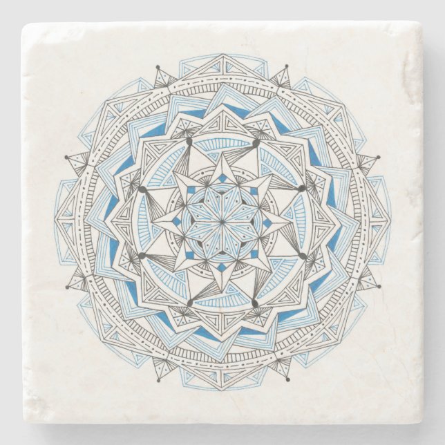 COASTER Stone Marble w/ Mandala Design Blue/Black (Front)