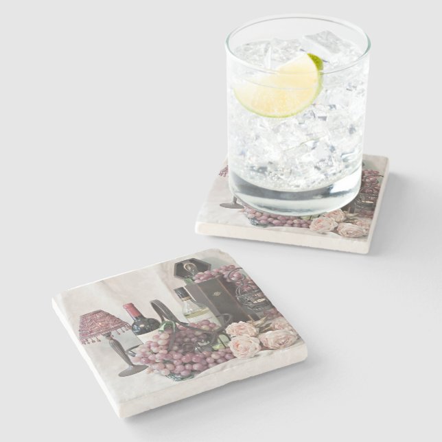 Coaster Stone Too Much Wine and Grapes  (Side)