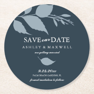 Coaster Wedding Save The Date Blue
