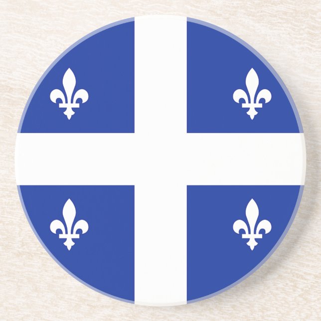Coaster with Flag of Quebec, Canada (Front)