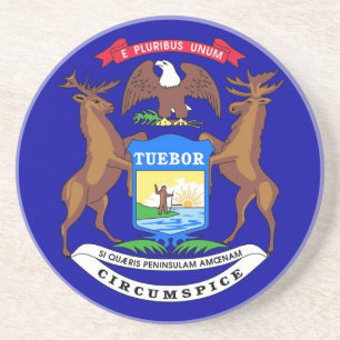 Coaster with Flag of the Michigan, USA