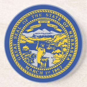 Coaster with Flag of the Nebraska, USA