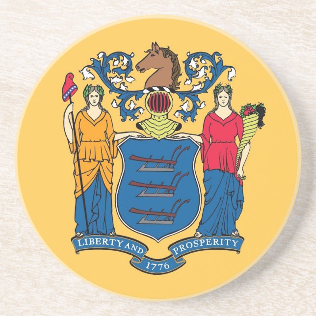 Coaster with Flag of the New Jersey, USA (Front)