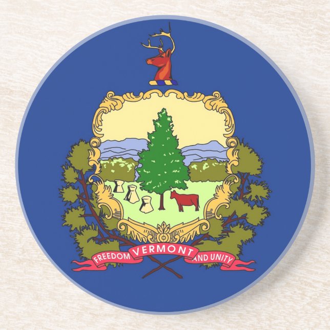 Coaster with Flag of the Vermont, USA (Front)