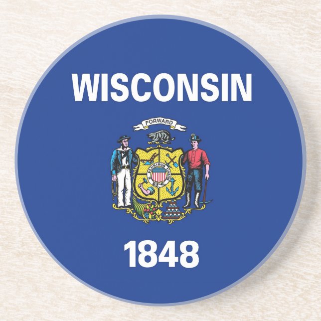 Coaster with Flag of the Wisconsin, USA (Front)
