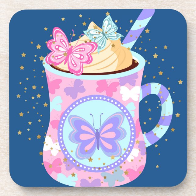 Coaster with Pretty Mug & Butterflies (Front)