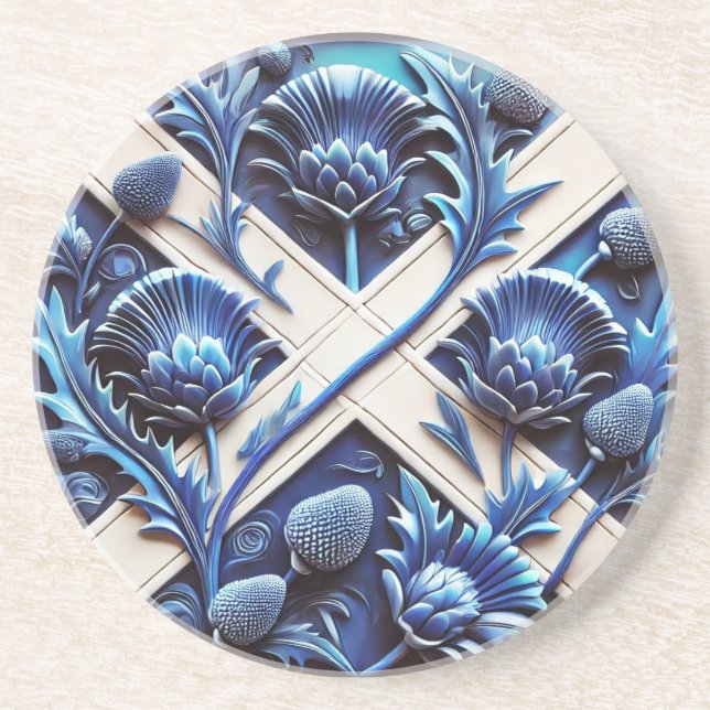 Coaster with Scottish Thistles Design (Front)