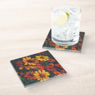 Coaster Yellow Orange Daisy Floral Botanical