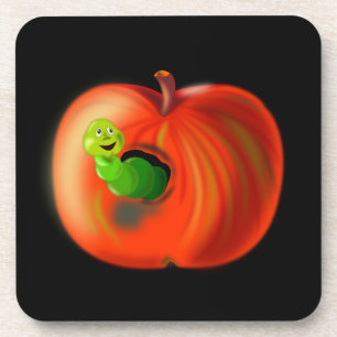 Coasters Apple with Worm