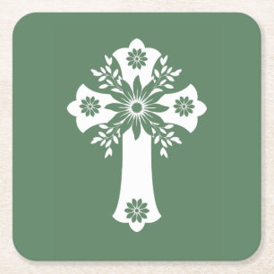 Coasters Floral Cross Fern Green