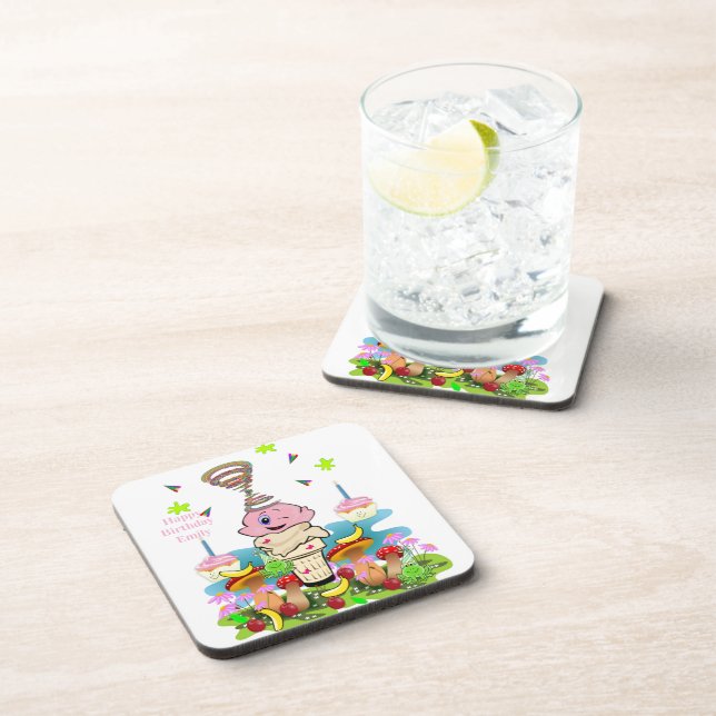 Coasters Happy Birthday Pink Cupcake (Right Side)