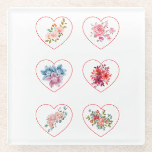 Coasters Hearts with flowers