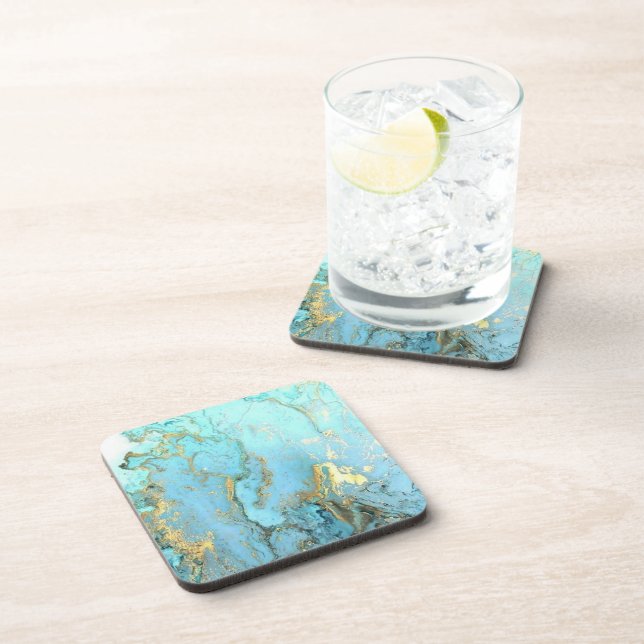 Coasters - Light Blue Marble Effect Gold Veins (Right Side)