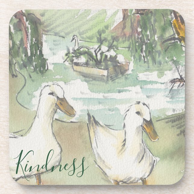 Coasters "Paris, Ducks Watercolor " (Front)