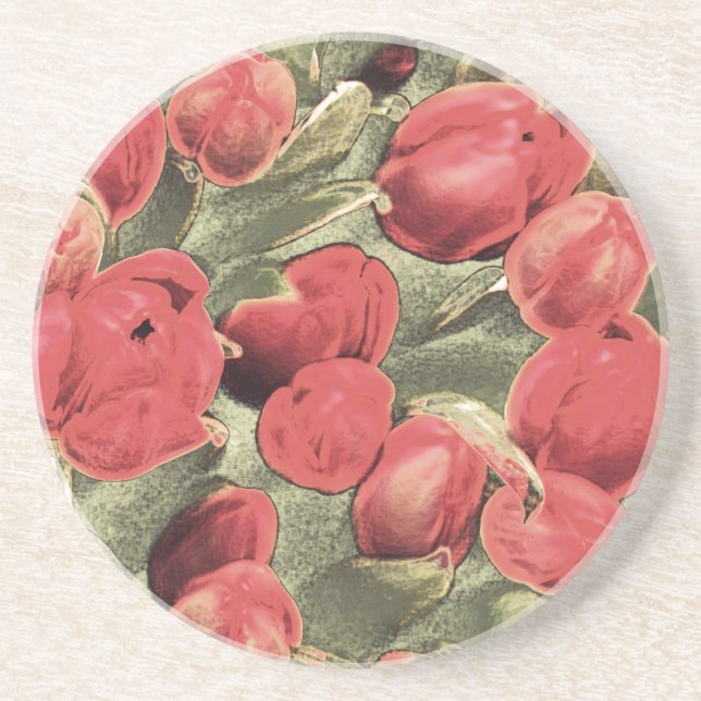 Coasters, Red Tulips, Decorative Art Coaster (Front)
