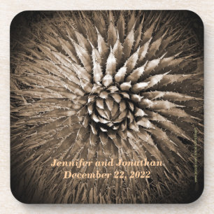 Coasters, Wedding Personalised Agave Spikes Sepia Coaster