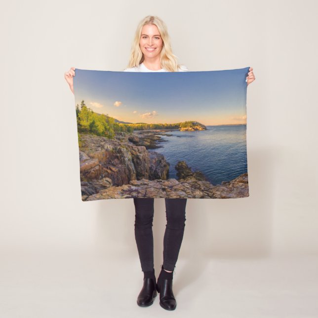 Coastline | Acadia National Park, Schooner Head Fleece Blanket (In Situ)