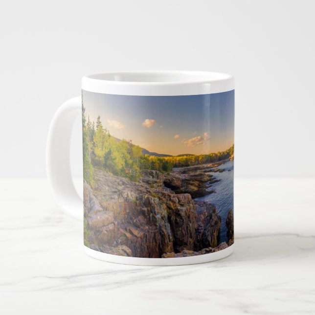 Coastline | Acadia National Park, Schooner Head Large Coffee Mug (Front Left)