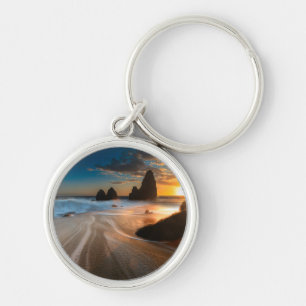 Coastline At Sunset   Northern California Key Ring