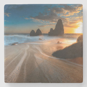Coastline At Sunset Northern California Stone Coaster