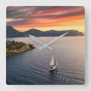 Coastline Bodrum, Turkey Square Wall Clock