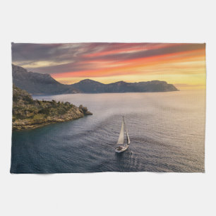Coastline Bodrum, Turkey Tea Towel