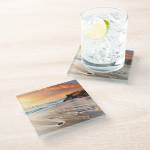 Coastline   Canary Islands, Spain Glass Coaster