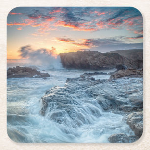 Coastline Carmel California Square Paper Coaster