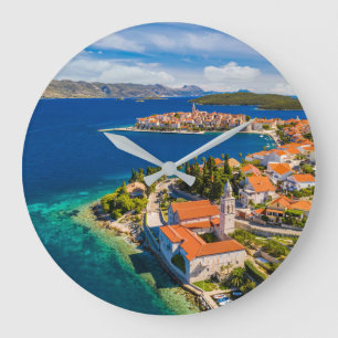 Coastline   Korcula Town, Korcula Island, Croatia Large Clock