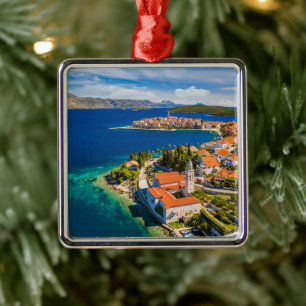 Coastline   Korcula Town, Korcula Island, Croatia Metal Ornament