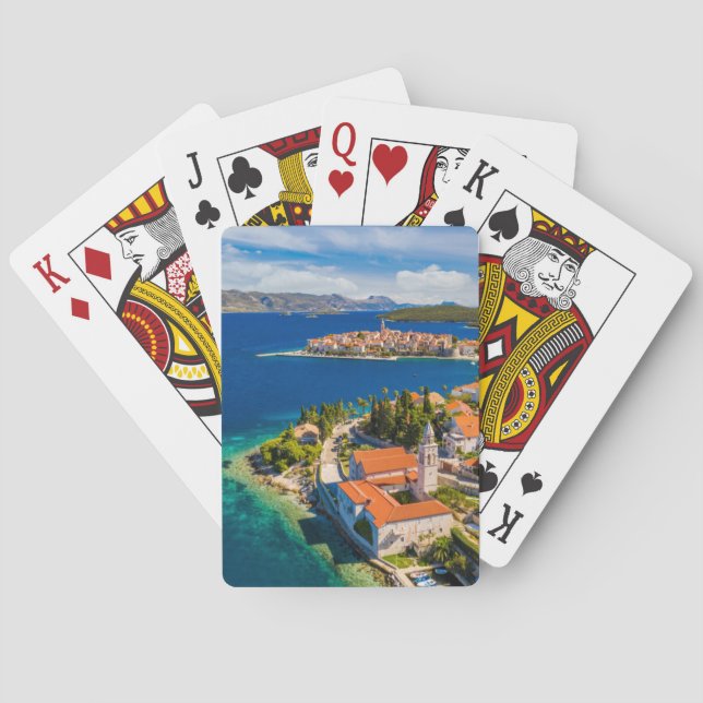 Coastline | Korcula Town, Korcula Island, Croatia Playing Cards (Back)