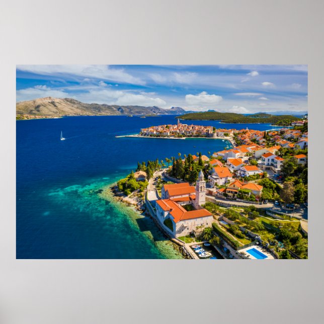 Coastline | Korcula Town, Korcula Island, Croatia Poster (Front)
