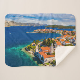 Coastline Korcula Town, Korcula Island, Croatia Sherpa Blanket