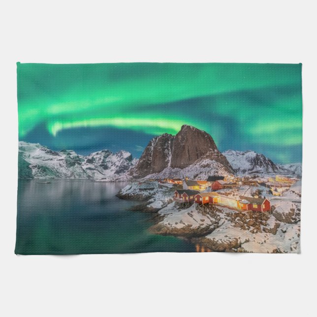 Coastline | Lofoten Islands, Hamnoy, Norway Tea Towel (Horizontal)