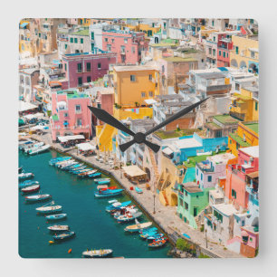 Coastline   Naples Italy Square Wall Clock