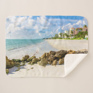 Coastline Naples Pier, Southwest Florida Sherpa Blanket